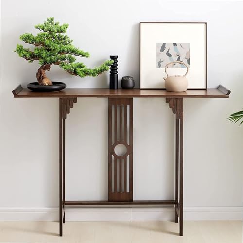GUQASDV Table Console de Style sudest Asiatique, Table d'entrée en Bambou et Noyer, Tables d'entrée étroites et Longues, Tables de canapé Vintage avec...