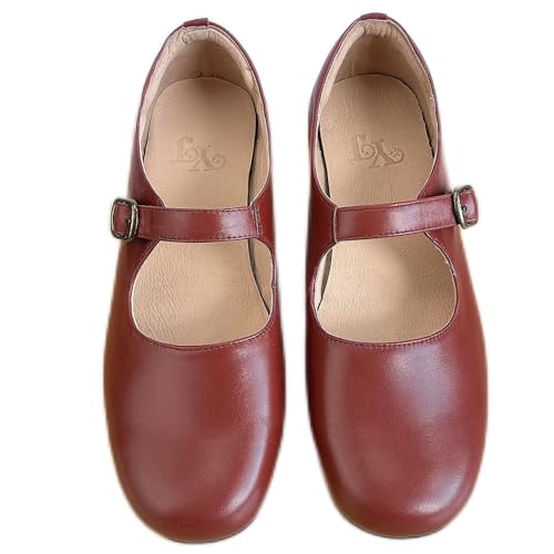 BB BEROBELLO FASHION IS AN ATTITUDE Women's Retro Mary Jane Flats Comfortable Soft Leather Dressy Work Ballet Flats