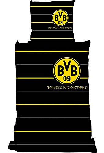 Borussia Dortmund 8254-00-1-01 Bettwäsche Polostreifen linon