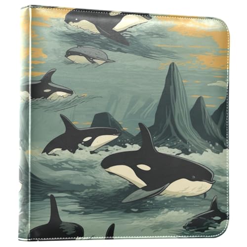Álbum de fotos Kigai Orca Whales para fotos 4x6, álbum grande para scrapbooking con cubierta de cuero sintético para fotos familiares, bodas, aniversarios, bebés y vacaciones miniatura 1