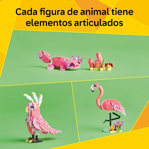 Miniatura 4 de LEGO Creator 3 en 1 Fauna Salvaje: Flamenco Rosa de Juguete - Transformable en Cacatúa o Ajolote - Juego con Figuras Articuladas de Animales - Regalo de Cumpleaños para Niñas y Niños de 8+ Años 31170