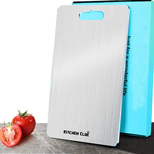 Kitchen Clue 304 Grade Steel Chopping Board for Kitchen Restaurant I Metal Cutting Board for Vegetables, Fruits, Meats & Breads I Food-Safe I Bpa Free Chopping Board with Round Edges I Heavy Cutting