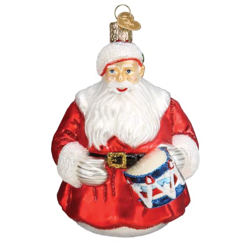 Old World Christmas Norman Rockwell Iconic Santa Glass Blown Orna...