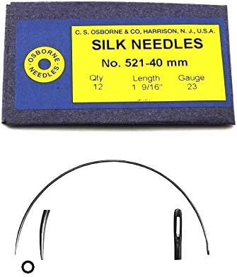 C.S. Osborne Curved Silk/Billiard Needle #521-40MM, 23 Gauge, 12/pk.