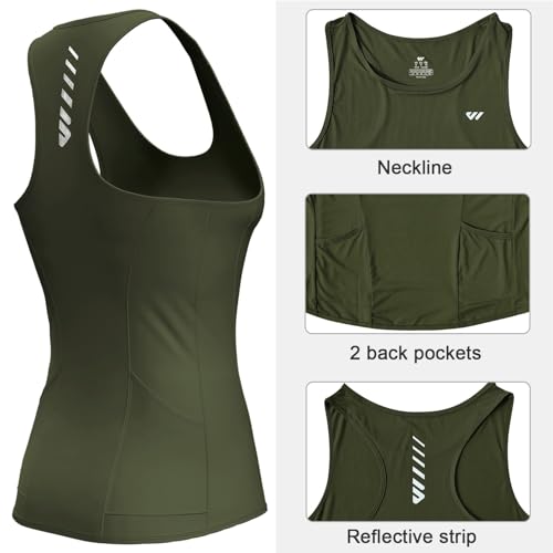 Image of Wulibike Sleeveless Cycling Jersey Women Running Shirts Vest bike top Summer Biking tank With Pockets Olive-green L
