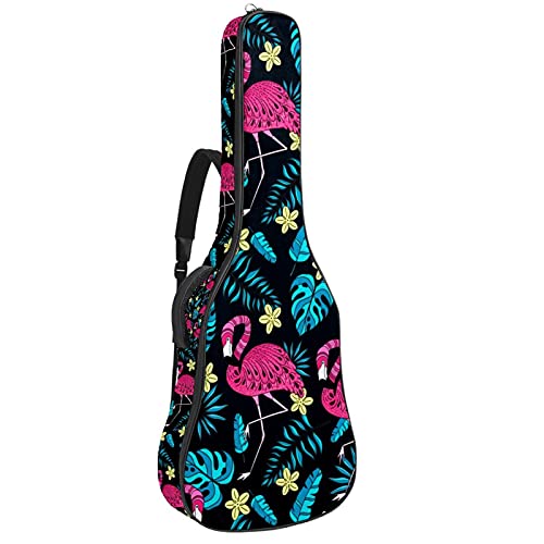 Sac à dos pour guitare acoustique noir 106 cm à motif flamant rose