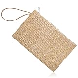 Hand-Woven Straw Pocketbooks, Womens Straw Clutch Bag, Bohemian Wristlet Bag, Straws Clutch Purse with Handle, Zipper Wristlet Wallets for Women Travel Work