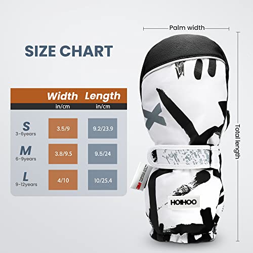 Hoihoo Kids Ski Mittens, Waterproof Snow Thinsulate Mittens Toddler Warm Winter Ski Snow Gloves With String For Boys Girls #TOP4