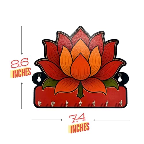 Image of Beautiful Flower MDF Key Holder - Decorative Modern Wall Art for Home || Elegant Key Organizer for Bedroom, Living Room, Guest Room & Dining Area ||