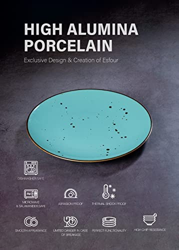 Image of Esfour Ceramics Dinner Plates 11 Inch Set of 6 - Microwave, Oven, Dishwasher Safe, Scratch-Resistant, Porcelain Dishes for Steak, Pizza, Home & Restaurant, Party, Giftable - Natural Assorted Colors