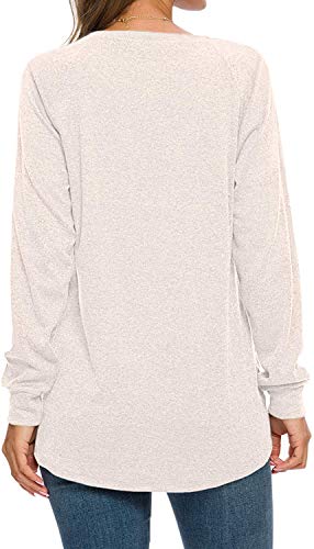 AUSELILY Womens Long Sleeve Tunic Tops Casual Loose Fit Sweatshirts Round Neck Pullover Blouse Sweatshirts with Pocket 5