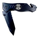 Veterans Affairs Police 3-in-1 Tactical Rescue Knife Tool with Seatbelt Cutter Steel Serrated Blade Glass