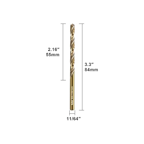 Miniatura 2 de SALI Juego de brocas de cobalto, 10 piezas de 1164 pulgadas M35 de acero de alta velocidad para metal endurecido, acero inoxidable, hierro fundido,