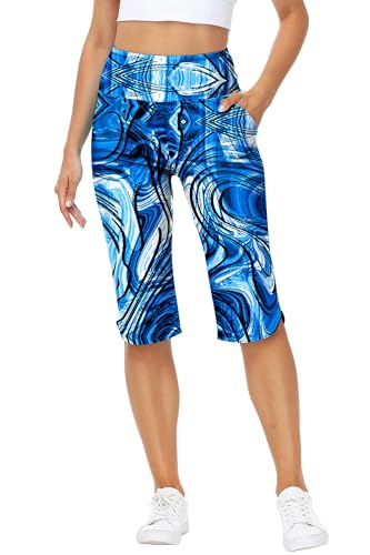 Image of AOBUTE Womens Swim Capris Pant Sun Protection High Waisted Swimming Leggings with Pockets (No Lining)