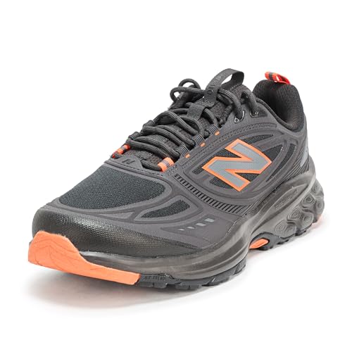 New Balance Men's 410 V9 Trail Running Shoe, Faded Black/Team Orange, 11