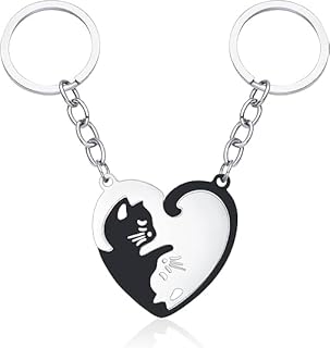 سلاسل مفاتيح متطابقة بتصميم قطة من ديفسدار، هدايا للازواج للصديق والصديقة والزوجة والزوج، هدايا عيد ميلاد متطابقة للصداقة للنساء والرجال، سلاسل مفاتيح للزوجين له ولها