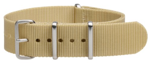 Clockwork Synergy Premium Nylon Ballistic Watch Straps bands Brushed Steel Hardware (22mm, Khaki)