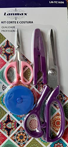 Kit Tesoura 8 Polegadas + Tesoura de Precisão + Fita métrica