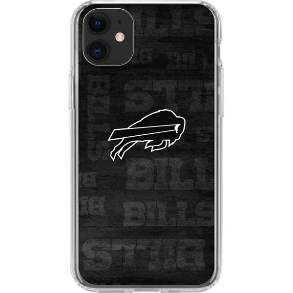Skinit Clear Phone Case Compatible with iPhone 11 - Officially Licensed NFL Buffalo Bills Black & White Design