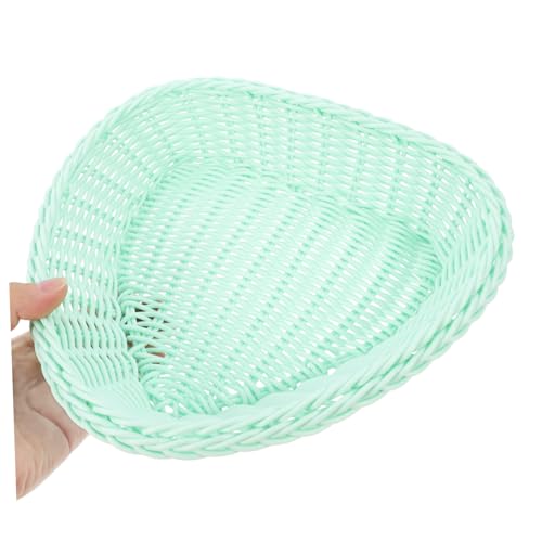 Cesta de plástico tejida verde con diseño apilable de corazón 5