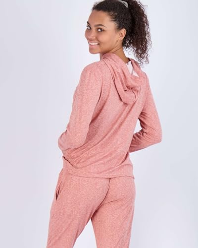 Image of Real Essentials 2 Pack: Women's Soft Long Sleeve Sleep Set - Comfortable Lounge Pull Over Hoodie and Henley Jogger