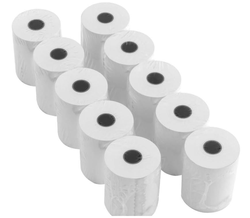 Thermal Receipt Paper Rolls, 2.25 x 50 ft, 10-Pack, Compatible with Pax S80 VX20 FD150 DejaVu POS Terminals