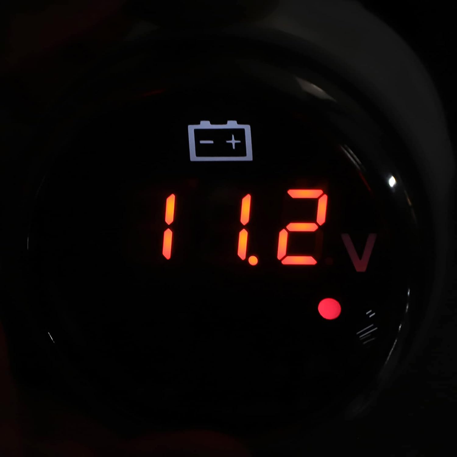 Marine Voltage Gauge 52mm Diameter Marine Voltmeter Gauge IP67 Water Proof Boat Voltage Meter LED Digital Display Red Alarm Light Flashes for Boat Auto Accessory (Black)