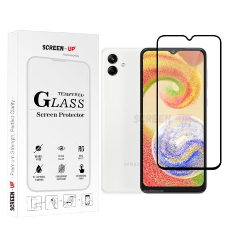 Image of ScreenUp Tempered Glass For Samsung Galaxy A04 - Ultra Clear, 9H Scratch Resistant, Full Coverage, Easy Install Screen Protector