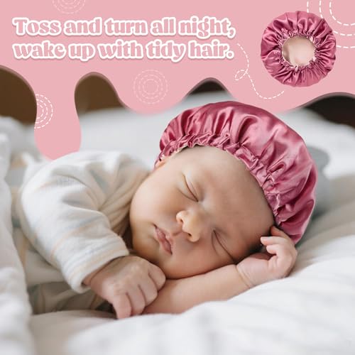 Zando Baby Satin Bonnet for Sleeping Soft and Skin-Friendly Adjustable Double Layer Reversible for Infant Toddler Hat4