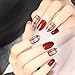 Produktbild 24 Stück Falsche Nägel Set Kurz, Feelairy Fake Nails zum Aufkleben mit Muster, Weinrot Künstliche Vollständige Abdeckung Natürlich Gefälschte Nägel mit Box für Damen und Frauen