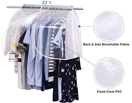 Sleeping Lamb Hanging Closet Cover For Storage Dustproof Shoulder Cover Garment Protector For Clothes, Coats, Suits, Dresses, 2 Pack, White #TOP2