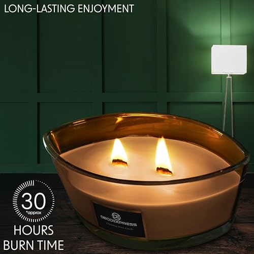 DECO EXPRESS Scented Candles, Double Wick Crackle Candles, Long 50 Hours Burn Time, Calming & Cosy Home Decor, Birthday - Image 4