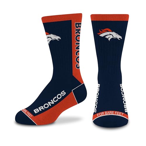 For Bare Feet NFL DENVER BRONCOS MVP Crew Sock Team Color Youth
