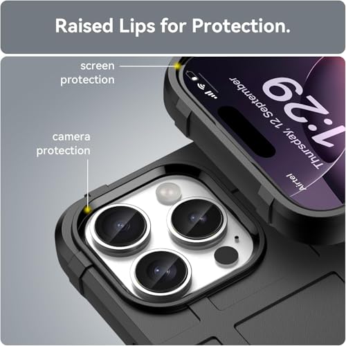 Image of EGOTUDE for iPhone 16 Pro Case | Rugged Shockproof Silicone Anti-Scratch Matte Back Cover, Black