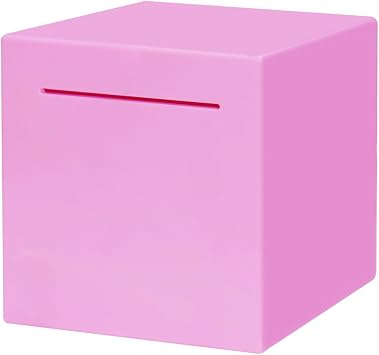 Piggy Bank for Adults and Kids, Must Break to Open Solid ABS Money Bank, Cute DIY Sticker Piggy Bank, Unopenable Money Box, 4.72 Inch Pink