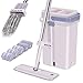 Produktbild Ryosee Putzeimer mit Wischmop Set, Flacher Bodenwischer mit 6 Wischmopp Pads und Edelstahlgriff, Easywring Wischer Set mit auswringfunktion zu Reinigung für Alle Boden