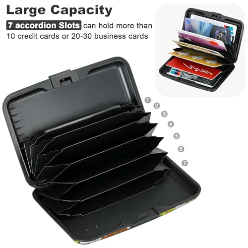 Image of ELFISH Mini RFID Aluminum Wallet Credit Cards Holder Business Card Case Metal ID Case for Men Women(Sunflowers)