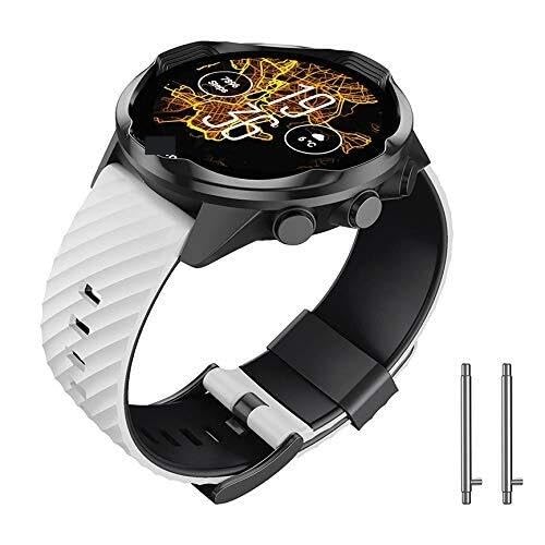 KAVJU For Suunto 7 Correa de silicona suave 9 Pulsera de repuesto para hombres y mujeres 9 Baro Correa de reloj deportivo para Suunto 9 Spartan 9 Correa de reloj GPS(White-Black)
