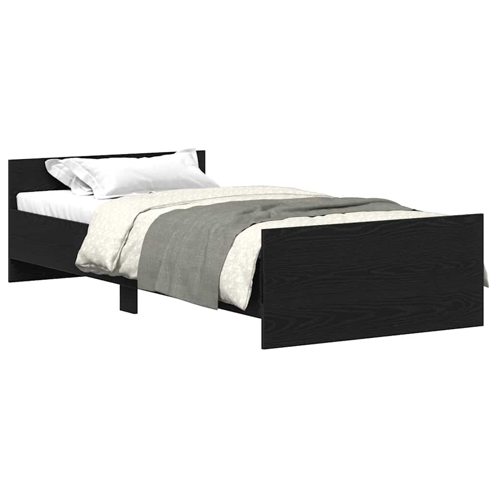 vidaXL Bed Frame without Mattress Black Oak 90x190 cm Engineered Wood, bedroom furniture, bed base, single bed, bed, bedstead, panel bed, platform bed — image 1