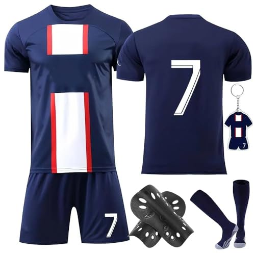 Heartsking Maillot de Foot Maillot Foot Enfant Nouveaux Maillots #7/#10 Home/Away Soccer Football Jersey Sport Tshirt Shorts Chaussette Plaque de Protection...