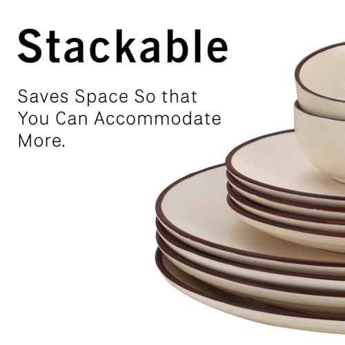 Image of Bodhi House Solid Handcrafted Stoneware Ceramic Dinner Set, Dish Set Serving, Microwave and Dishwasher Safe, Bone-ash Free, Crockery Set for Dining and Gifting (Off-WHT, Pack of 20 (6F+12K+2SB))