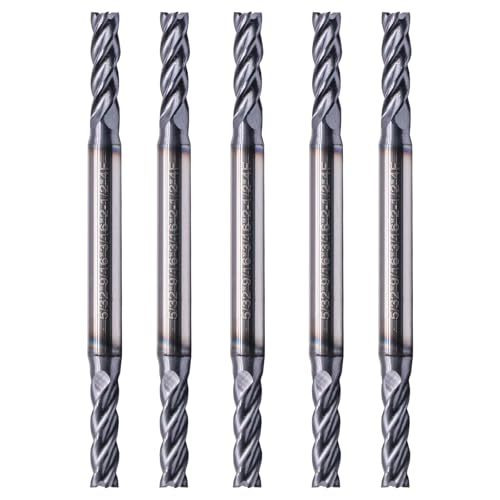 Image of 5Pcs 5 /32 inch 4 Flute Solid Carbide Square End Mill, Double End, AlTiN Coated | 35 Degree Helix, 5 /32 inch Cutting Diameter, 3 /16 inch Shank Diameter, 9 /16 inch Length of Cut, 2-1 /2 inch Overall Length