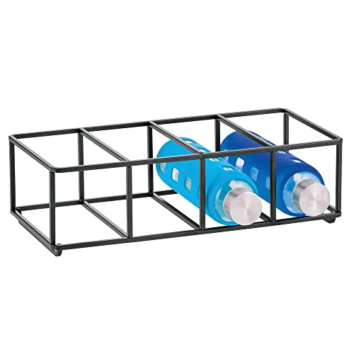 Mdesign Stackable, Metal Geometric Free-Standing Water Bottle And Wine Rack Storage Organizer For Kitchen Countertops, Pantry, Fridge - Holds 8 Bottles - 2 Pack - Matte Black #TOP5