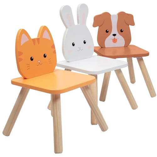 Kids-Wooden-Animal-Table-Chair-Set-w-4-Seats-Puppy-Kitten-Bunny-Plus-Adult-Stool-for-Arts-Crafts-Activity-Dining-Pretend-Play-Durable-Playroom-Furniture-for-Home-Daycare-Classroom-Toddler-Gift Kids Wooden Animal Table Chair Set w 4 Seats Puppy Kitten Bunny Plus Adult Stool for Arts Crafts Activity Dining Pretend Play Durable Playroom Furniture for Home Daycare Classroom Toddler Gift