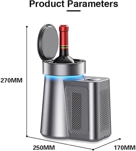 Portable Electric Wine Chiller - Single Bottle Cooler with LED Light, Digital Display, Adjustable 2-20°C, Iceless Design for Home, Parties, Travel & Picnics (Black)