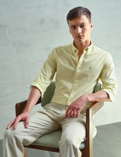 Image of Arrow Sport Solid Slim Fit Cotton Shirt for Men - Full Sleeve Mens Casual Shirts