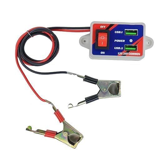 Croptronia 12V to 5V DC Converter with 2 USB Jacks for Mobile Charging Application with an Alligator Clip-image-41