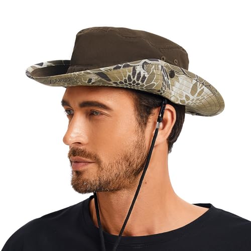 BASSDASH UPF 50+ Patterned Under Brim Foldable Lightweight Bucket Sun Hats for Fishing Hiking Safari Men Women FH18