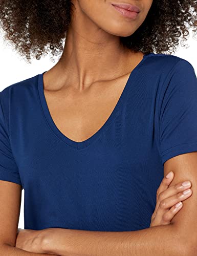 Image of Amazon Essentials Women's Active Quick Dry Tech Stretch Short-Sleeve V-Neck T-Shirt (Available in Plus Size), Pack of 2