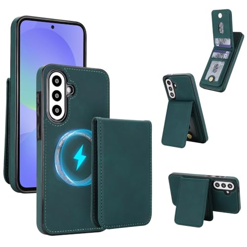Étui Samsung Galaxy A15 4G 5G vert foncé contre les rayures : portefeuille cuir amovible rigide
